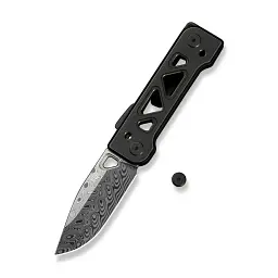 Складаний ніж Weknife Дамаська сталь 171,3 мм Чорний Титан 6AL4V
