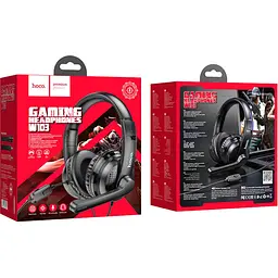 Ігрові накладні навушники Hoco W103 Magic, 3.5mm, 1.2m, Чорний - мініатюра 6
