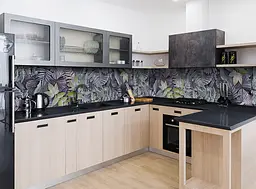 Кухонний фартух Папороть Іней Зима вінілова для кухні 65х250 см Зелений Happy Pocket Z183374 - мініатюра 4