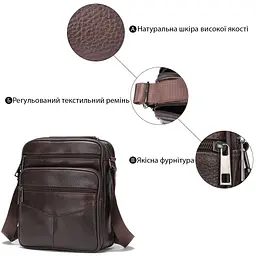 Месенджер чоловічий з двома кишенями 14706 Vintage коричневий - мініатюра 4