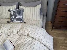 Комплект постільної білизни Євро варена бавовна 200 x 220 см в полоску - мініатюра 5