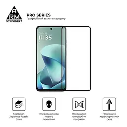 Захисне скло на Motorola G57 Power 5G з олеофобним покриттям, Pro, повне проклеювання, антистатичний і пиловідштовхуючий шар, 9H, самоклеючеся, 2.5D, на весь екран, антистатичний клей, ArmorStandart (ARM89663) - мініатюра 2