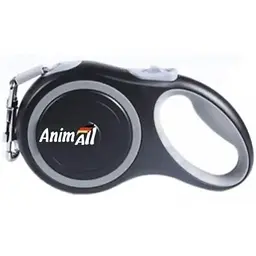 Повідець-рулетка для собак AnimAll, 25 кг, 5 м, сіро -чорний - мініатюра 2