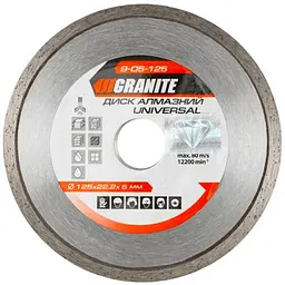 Диск відрізний алмазний MasterTool по кераміці мармуру Granite 125 мм