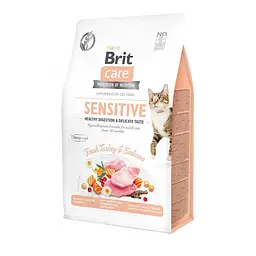 Сухий корм Brit Care Cat GF Sensitive HDigestion & Delicate Taste для котів з чутливим травленням, індичка та лосось 400 г (арт.171283)