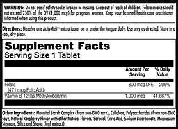 Фолієва кислота KAL Folic Acid Methyl B-12 Raspberry 800 мкг 60 пігулок - мініатюра 2