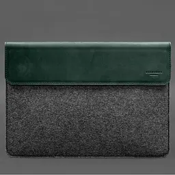 Чохол-конверт BlankNote Crazy Horse для MacBook 15 із клапаном шкіра+фетр Зелений - мініатюра 5