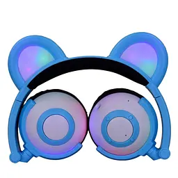 Навушники Linx Bear Ear Headphone з ведмежими вушками LED підсвічування 350 mAh Блакитний (SUN1861) - мініатюра 4