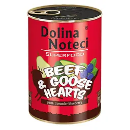 Вологий корм для собак Dolina Noteci Superfood з яловичих і гусячих сердець банка 400 г
