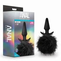 Анальна пробка Anal Adventures Rabbit Tail Plug 12,7 см (чорний) - мініатюра 3