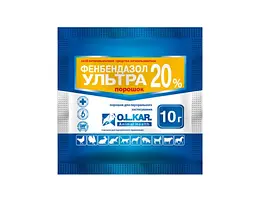 Фенбендазол Ультра 20% порошок від глистів для тварин, 10 г
