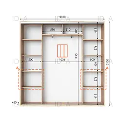 Шафа-купе Idea серія 7 210 x 45 x 210 см Дуб сонома Дзеркало - мініатюра 2