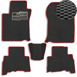 Килимки в салон EVA для Toyota Prado 150 2010-2021 (Металевий підп'ятник) Чорні-Червоний кант 5 шт