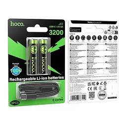 Акумуляторні батарейки HOCO rechargeable lithium battery JA3 860mAh |AA, USB-C| (2PCS) - мініатюра 2