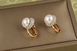 Сережки кліпси Xuping Jewelry половинка перлини 1,6 см золотисті