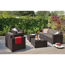 Комплект садових меблів Allibert Keter California 3 seater коричневий - мініатюра 4
