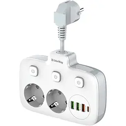 Мережевий фільтр ColorWay 2×220V + 3×USB-A + 1×USB-C білий (CW-CHE24PDW)