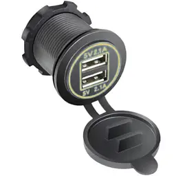 Гніздо під штекер прикурювача врізне з кришкою 2 USB DC 12-24V 5V 2,1-1A подсветка Помаранчевий (SF-50-2)