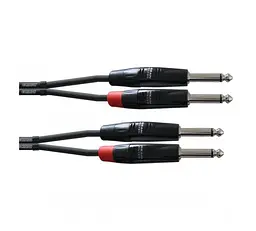 Коммутационный кабель 2xJack 6,3 — 2xJack 6,3 0.9м Cordial CIU 0,9 PP Rean Silver - мініатюра 1