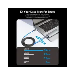 Дата кабель USB-C to USB-C 1.0m Thunderbolt 4 240W (50V/5A) 8K60Hz Gray Aluminum Alloy Vention (TAVHF) - мініатюра 7