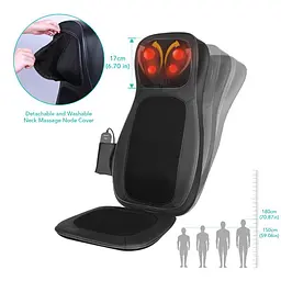 Масажна накидка на крісло Naipo Neck and Back з підігрівом і вібрацією MGBK-C2030 (Black) - мініатюра 4