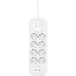 Підовжувач-фільтр Belkin мережевий 8хТип F, 3x1.5 мм кв, 16 А, USB-A/USB-C 18 Вт, з захистом від перенапруги, 2 м, білий - мініатюра 3
