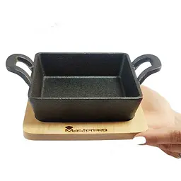 Чавунна мініформа з сервер. дошкою MasterPro Cook & share, 13,6 см, квадратна (BGMP-3805-4) - мініатюра 2