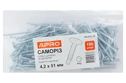Саморіз по металу з прес-шайбою та свердлом Apro 4.2 x 51 мм (в упаковці 100 шт.) - мініатюра 3