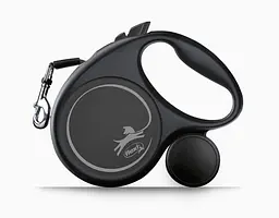 Повідець-рулетка Flexi Black Design M для собак середніх порід трос 5 м до 20 кг срібний - мініатюра 2