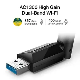 Мережевий адаптер USB TP-LINK Archer T3U Plus, Black, 5GHz / 2.4GHz, AC1300 (867 / 400 Мбит/с), USB 3.0, мініатюрний розмір, MU-MIMO - мініатюра 2