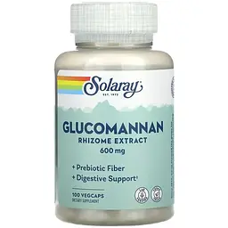 Глюкоманан Solaray Glucomannan Rhizome Extract 600 мг 100 веганських капсул