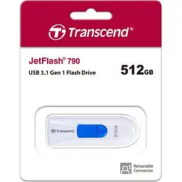 USB флеш накопичувач Transcend 512GB JetFlash 790 White USB 3.1 (TS512GJF790W) - мініатюра 5