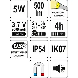 Ліхтар Yato світлодіодний акумуляторний з динаміком та Bluetooth (YT-08557) - мініатюра 6