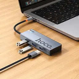 Порт-реплікатор мультиадаптер Hoco HB50 Wow 5-in-1 multi-function converter (HDTV+PD+Usb 3.0x3) - мініатюра 6