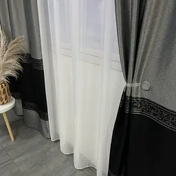 Жакардові штори сірого кольору на тасьмі 2шт. 140х270 ALBO pbe0052412 - мініатюра 6