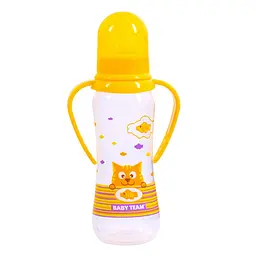 Пляшечка для годування з силіконовою соскою Baby Team 1411_жовтий 250 мл