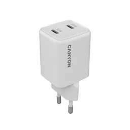 Зарядний пристрій Canyon CU35CC GaN 35 Вт 2xPD EU білий (CNS-CUW35CC)