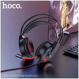 Навушники Hoco LED Joyful Gaming Headphones W105 чорно-сині 6931474754172 - мініатюра 5