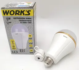 Світлодіодна LED-лампа акумуляторна 3600 mAh (знімні 3 × 18650) автономна аварійна 15 W лампочка з кнопкою вимикачем цоколь E27