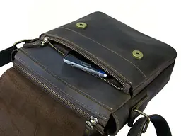 Чоловіча повсякденна шкіряна сумка GS коричнева 23*20*7 см (АУ 001 кор) 200 - мініатюра 8