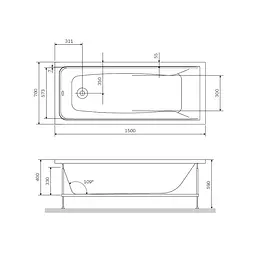 Ванна акрилова AM.PM Gem 150х70 (W90A-150-070W-A) - мініатюра 9
