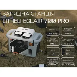 Портативна зарядна станція Litheli 800 Вт, 724 Вт·год, LiFePO4 + 2 Power Bank - мініатюра 8