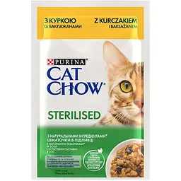 Вологий корм Purina Cat Chow Sterilised для стерилізованих кішок із куркою та баклажанами 85 г