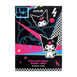 Кольоровий папір Kite А4 неоновий Kuromi (10 аркушів/ 5 кольорів) (HK24-252-2)