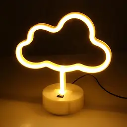 Неоновий нічник Хмара, світильник, USB, живлення через PowerBank та батарейки, теплий білий (WLS-QX-NH2396W) - мініатюра 1