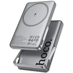 Портативний ЗП Power Bank Hoco Q36 Sunlight magnetic suction+holder PD20W з БЗП 5000 mAh Metal grey