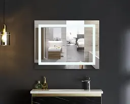 Дзеркало Mixxus WARM MR02-80x60-CASE з LED Touch, Anti-fog, димером, регулюванням яскравості, годинником (MI6671) - мініатюра 4