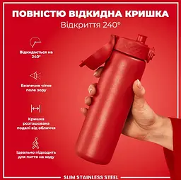 Пляшка для води металева ION8 600 мл Stainless Steel Red (I8SS600RED) - мініатюра 4