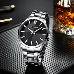 Годинник наручний Curren 8322 Silver Black (18689) - мініатюра 2