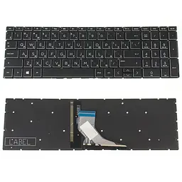 Клавіатура для ноутбука HP (250 G7, 255 G7 series) rus, black, без фрейма, підсвічування клавіш, white bezzel (оригінал)